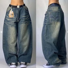 Punk Kpop Harajuku Y2k Baggy Pants - Blue Denim