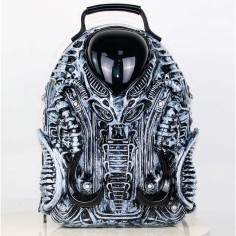 Y2K Fashion Special Shaped Alien Soldier Warrior Street Punk Gothic Creative Designed Backpack - Gray Faux Leather