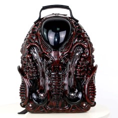 Y2K Fashion Special Shaped Alien Soldier Warrior Street Punk Gothic Creative Designed Backpack - Red Faux Leather