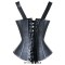 Harness Court Shaper Overbust Gothic Steampunk Corsets - Black Faux Leather
