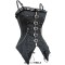 Sexy Lace Low-cut Zip Sling Gothic Punk Rock Corsets Bodyshaper - Black Cotton