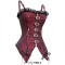 Sexy Lace Low-cut Zip Sling Gothic Punk Rock Corsets Bodyshaper - Red Cotton