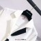 Korean Elite College Office Business Style Kdrama Kpop Elegant Blouse Midi Skirt Two Piece Set - White Black Polyester Cotton