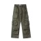 Punk Kpop Harajuku Y2k Streetwear High Waist Multiple Pockets Cargo Loose Casual Slacks Skater Hiphop Pants - Army Green Cotton
