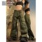 Punk Kpop Harajuku Y2k Streetwear High Waist Multiple Pockets Cargo Loose Casual Slacks Skater Hiphop Pants - Army Green Cotton