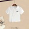 Short Top Shirt with Irregular Strap Skirt Two Pieces Chic Set - Blue Black Polyester Cotton