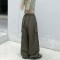 Y2K Baggy Harajuku Trendy Casual Street Hip-hop High Waist Wide Leg Pants - Green Fabric