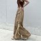 Y2K Baggy Harajuku Trendy Casual Street Hip-hop High Waist Wide Leg Pants - Khaki Fabric