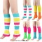 Ribbed Bright Footless 80s Neon Colored Aerobics Knit Sweet Leg Warmers Leggings - Blue HotPink
