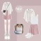 Summer Spring Style Korean Kpop Kdrama Sunscreen Shirt Top Vest Shorts Matching Set - Dirty White Pink Polyester Cotton