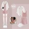 Summer Spring Style Korean Kpop Kdrama Sunscreen Shirt Top Vest Shorts Matching Set - Dirty White Pink Polyester Cotton