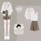 Summer Spring Style Korean Kpop Kdrama Sunscreen Shirt Top Vest Shorts Matching Set - Dirty White Brown Polyester Cotton