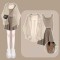 Summer Spring Style Korean Kpop Kdrama Sunscreen Shirt Top Vest Shorts Matching Set - Brown Polyester Cotton