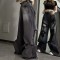 Trendy Punk Kpop Harajuku High Waist Loose Wide Leg Vintage Streetwear Pants - Black Denim