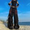 Punk Kpop Harajuku Y2k High Waist Pant Grunge Cargo Pants Mall Gothic Baggy Techwear Looking Pants - Black Cotton