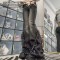 Punk Kpop Harajuku Raw Edge Design Flared Wide Leg Patchwork Pants - Black Denim
