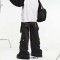 Punk Kpop Harajuku Streetwear Multiple Pockets Baggy Gothic Vintage Loose Unisex Pants - Black Denim