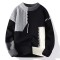 Korean Japanese Fashion Kpop KDrama Turtleneck Patchwork Stitch Decorated Pullovers Winter Unisex Sweater - Gray Cotton Polyester