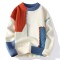 Korean Japanese Fashion Kpop KDrama Turtleneck Patchwork Stitch Decorated Pullovers Winter Unisex Sweater - Orange Cotton Polyester
