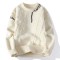 Korean Japanese Fashion Kpop KDrama Turtleneck Patchwork Stitch Decorated Pullovers Winter Unisex Sweater - White Cotton Polyester