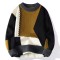 Korean Japanese Fashion Kpop KDrama Turtleneck Patchwork Stitch Decorated Pullovers Winter Unisex Sweater - Yellow Cotton Polyester