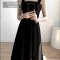 Autumn Style Korean Kpop Kdrama Long Sleveed Three Piece Matching Set - Apricot Black Polyester Cotton