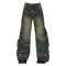 Japanese Street Style Trousers Baggy Cargo Pants - Blue Denim
