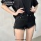 Punk Kpop Harajuku Gothic Mini Cross Decorated Shorts - Black Denim