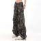Punk Kpop Harajuku Y2k Multi Pocket Camouflage Loose Wide Leg Pants - Green Cotton