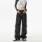 Punk Kpop Harajuku Y2k High Waist Pant High Street Light Black Straight Jeans Wide Leg Baggy Pants - Black Denim