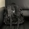 Rivet with Butterfly Decorated Gothic Punk Cross Backpack Bag - Black  Faux Leather