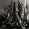 Rivet with Butterfly Decorated Gothic Punk Cross Backpack Bag - Black  Faux Leather