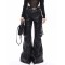 Punk Kpop Harajuku Cargo Pockets Gothic Punk Baggy Pants - Black Faux Leather