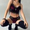 Kpop KDrama Sexy Backless Lace Trim Emo Gothic Punk Alternative Aesthetic Crop Strap Cross Tops - Red Velvet