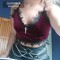 Kpop KDrama Sexy Backless Lace Trim Emo Gothic Punk Alternative Aesthetic Crop Strap Cross Tops - Red Velvet