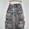 Punk Kpop Harajuku Y2k High waist Multiple Pockets Graffiti Grey Letter Straight Wide Leg Cargo Pants - Gray Denim