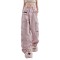 Punk Kpop Harajuku Y2k Multi Pocket Loose Parachute Oversize High Waist Baggy Pants - Pink Cotton