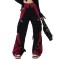 Punk Kpop Harajuku Y2k High Waist Pant Mechanical Style Wide Leg Cargo Pants - Black Red Cotton