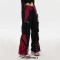 Punk Kpop Harajuku Y2k High Waist Pant Mechanical Style Wide Leg Cargo Pants - Black Red Cotton