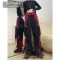 Punk Kpop Harajuku Y2k High Waist Pant Mechanical Style Wide Leg Cargo Pants - Black Red Cotton