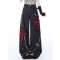 Harajuku Punk Streetwear Cross Decorated Kpop Style Baggy  Jeans - Blue Denim