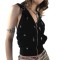 Summer Style Kpop 2000s Grunge Punk Coquette Hoodies Crop Tank Top - Black Cotton