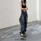 Punk Kpop Harajuku Y2k Vintage Baggy Cowboy Style Cargo Worker Pants - Blue Denim