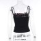 Gothic Cyber Punk Emo Alt Grunge Hotsweet Plaid Star Patchwork Crop Tank Tops - Black Polyester Cotton