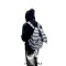 Vintage Contrast Color Striped Punk y2k Fashion Rabbit Ears Donnie Style Backpack - Gray Canvas