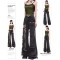 BLACK Worn Out Wide Leg Solid Straight Kpop Harajuku Cargo Pockets Gothic Punk Baggy Pants - Black Denim