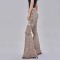 Punk Kpop Harajuku Y2k Solid Hollow Out High Waist Spliced Pocket Streetwear Wide Leg Cargo Pants - Khaki Denim