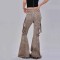 Punk Kpop Harajuku Y2k Solid Hollow Out High Waist Spliced Pocket Streetwear Wide Leg Cargo Pants - Khaki Denim