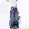 Trendy Punk Kpop Harajuku High Waist Loose Wide Leg Vintage Streetwear Pants - Blue Denim