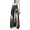 Punk Kpop Harajuku Y2k Solid High Waist Loose Fit Wide Leg Baggy Tie Straps Pants - Black Denim